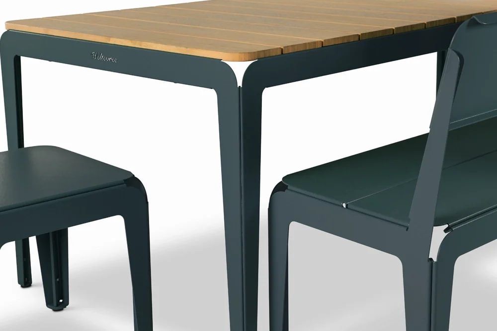 Bended Table Wood including 2 Benches and 2 Stools